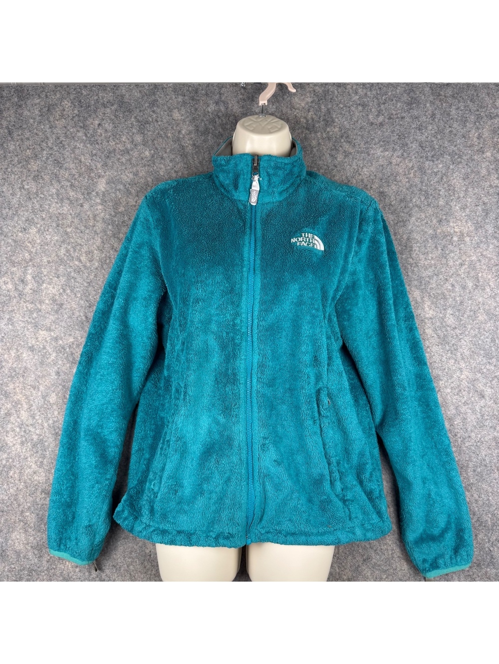 The North Face Osito Fleece Jacket Zip Pockets Teal Green Women Size Medium 400